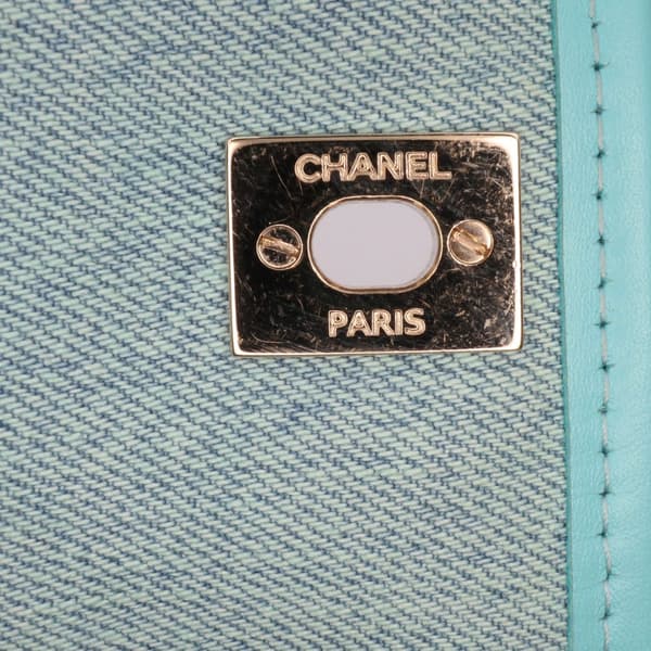 Pre-owned Chanel Mini CC Quilted Denim Messenger Flap Blue