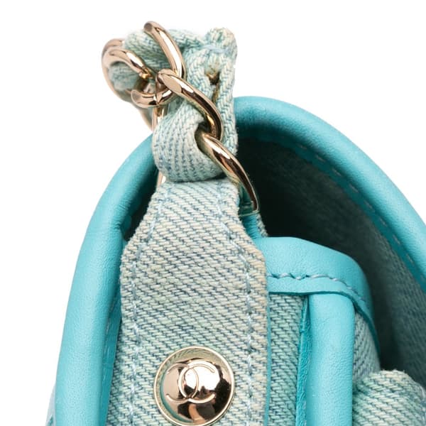 Pre-owned Chanel Mini CC Quilted Denim Messenger Flap Blue