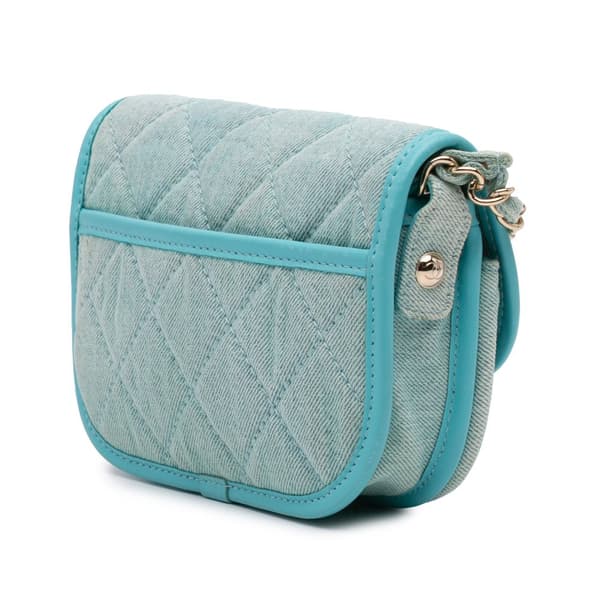 Pre-owned Chanel Mini CC Quilted Denim Messenger Flap Blue