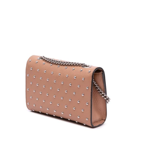 Pre-owned Gucci Small Leather Studded Miss Bamboo Crossbody Brown
