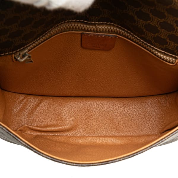 Pre-owned Celine Macadam Coated Canvas Crossbody Brown