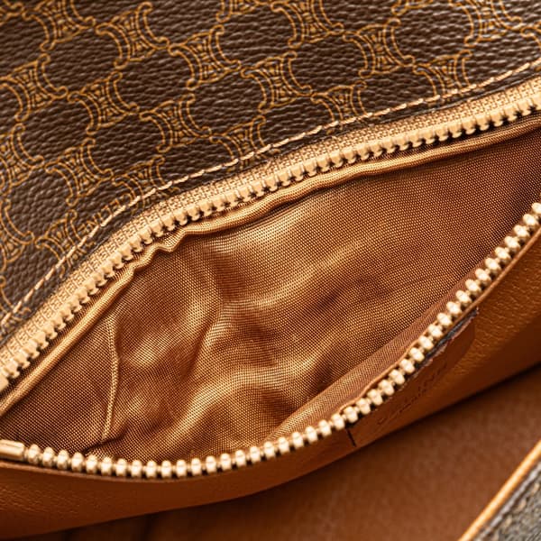 Pre-owned Celine Macadam Coated Canvas Crossbody Brown