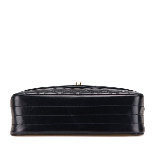 Pre-owned Chanel CC Quilted Lambskin Round Flap Blue
