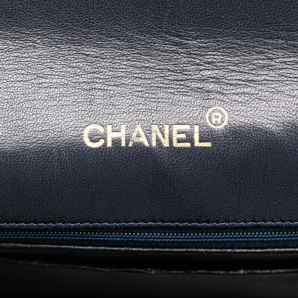Pre-owned Chanel CC Quilted Lambskin Round Flap Blue