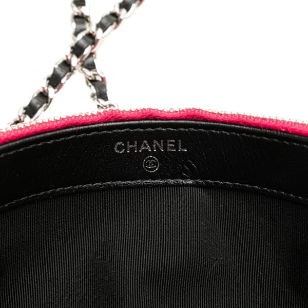 Pre-owned Chanel Bicolor Patent Double Zip Wallet on Chain Pink