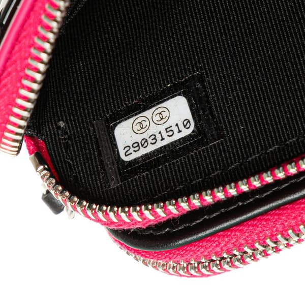 Pre-owned Chanel Bicolor Patent Double Zip Wallet on Chain Pink
