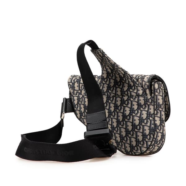 Pre-owned Dior Oblique Canvas Saddle Crossbody Blue