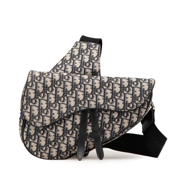 Pre-owned Dior Oblique Canvas Saddle Crossbody Blue