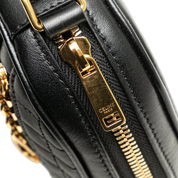 Pre-owned Celine Quilted Calfskin C Charm Crossbody Black