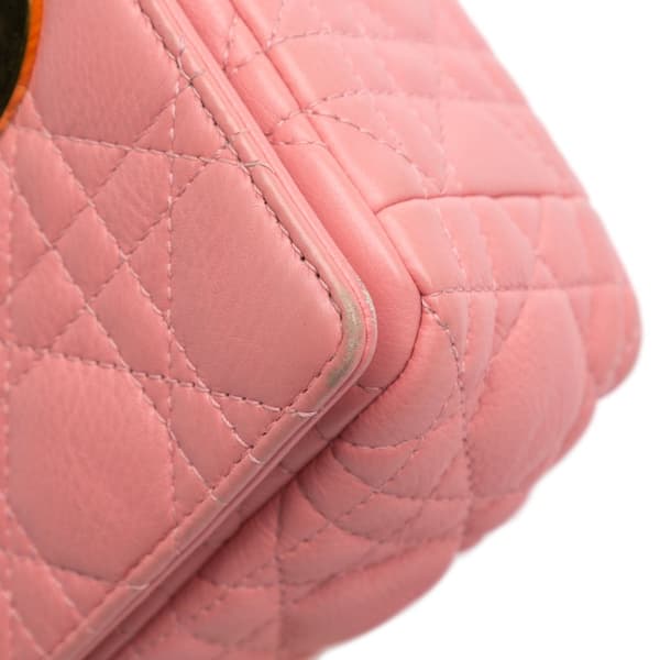 Pre-owned Dior Small Grained Calfskin Cannage Caro Bag Pink
