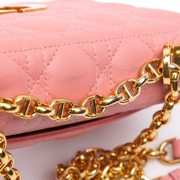 Pre-owned Dior Small Grained Calfskin Cannage Caro Bag Pink