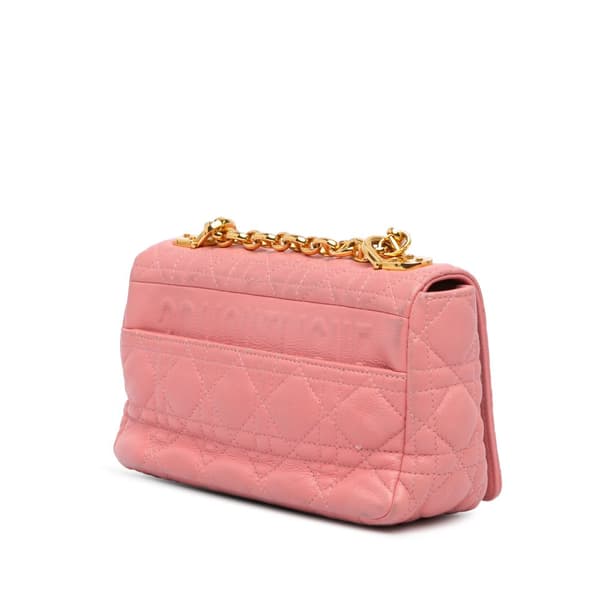 Pre-owned Dior Small Grained Calfskin Cannage Caro Bag Pink