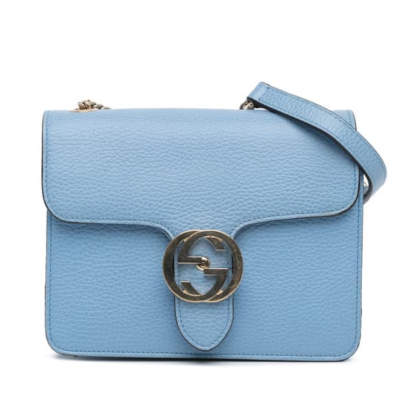 Pre-owned Gucci Small Dollar Calfskin Interlocking G Crossbody Blue
