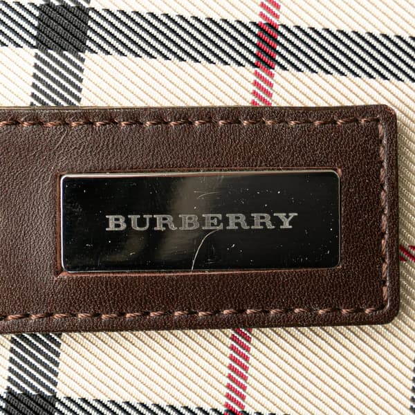 Pre-owned Burberry House Check Canvas Business Bag Brown