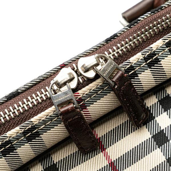 Pre-owned Burberry House Check Canvas Business Bag Brown