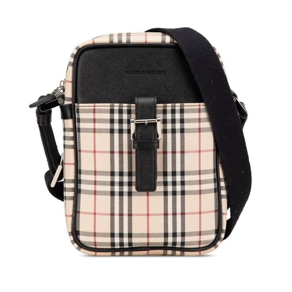Pre-owned Burberry House Check Canvas Crossbody Brown