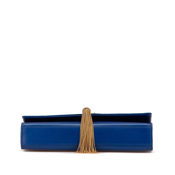 Pre-owned Saint Laurent Medium Smooth Calfskin Monogram Kate Tassel Crossbody Blue