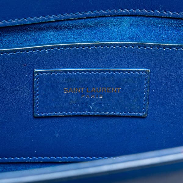 Pre-owned Saint Laurent Medium Smooth Calfskin Monogram Kate Tassel Crossbody Blue