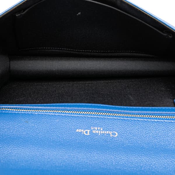 Pre-owned Dior Medium Grained Calfskin Diorama Flap Blue