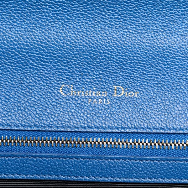 Pre-owned Dior Medium Grained Calfskin Diorama Flap Blue