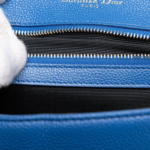 Pre-owned Dior Medium Grained Calfskin Diorama Flap Blue
