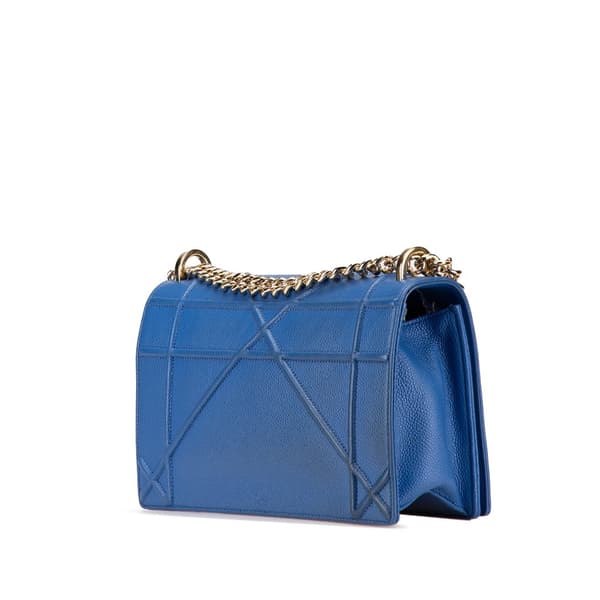 Pre-owned Dior Medium Grained Calfskin Diorama Flap Blue