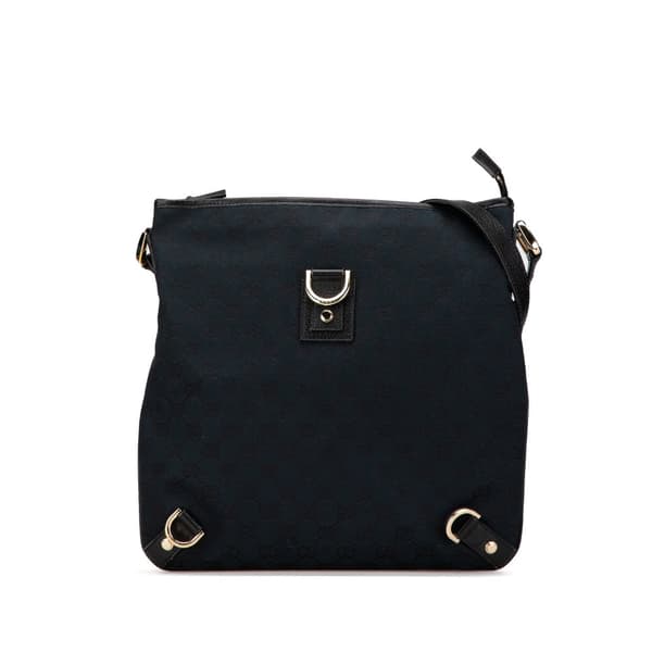 Pre-owned Gucci GG Canvas Abbey D Ring Crossbody Black