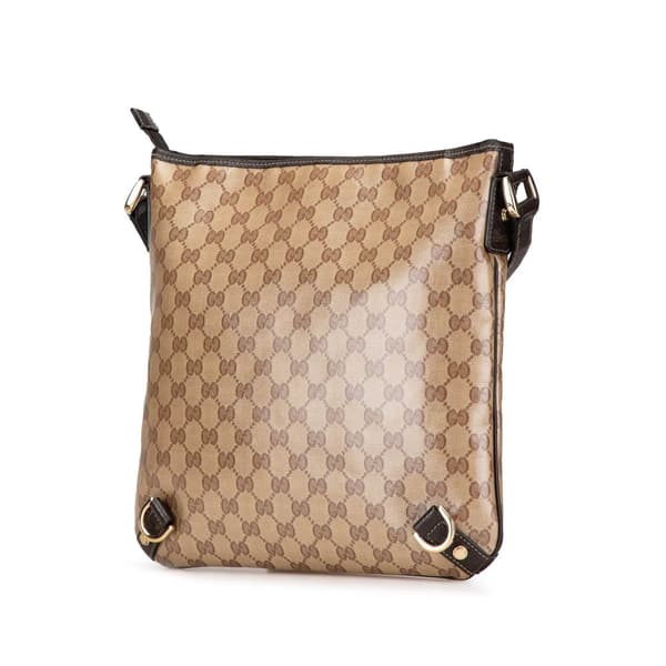 Pre-owned Gucci GG Crystal Abbey D Ring Crossbody Brown