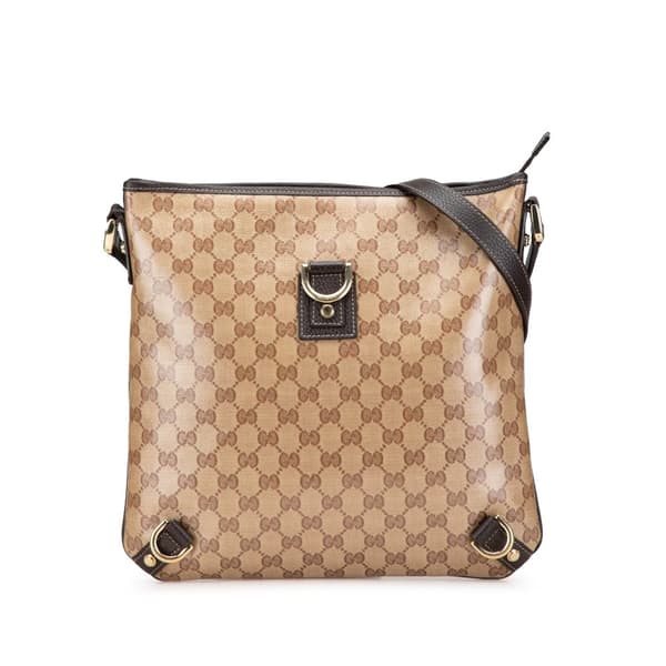 Pre-owned Gucci GG Crystal Abbey D Ring Crossbody Brown