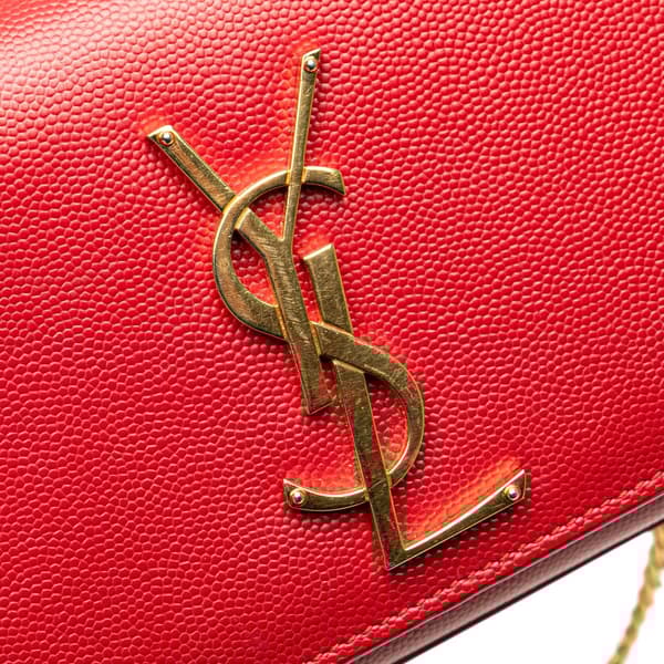 Pre-owned Saint Laurent Small Grain de Poudre Kate Crossbody Red
