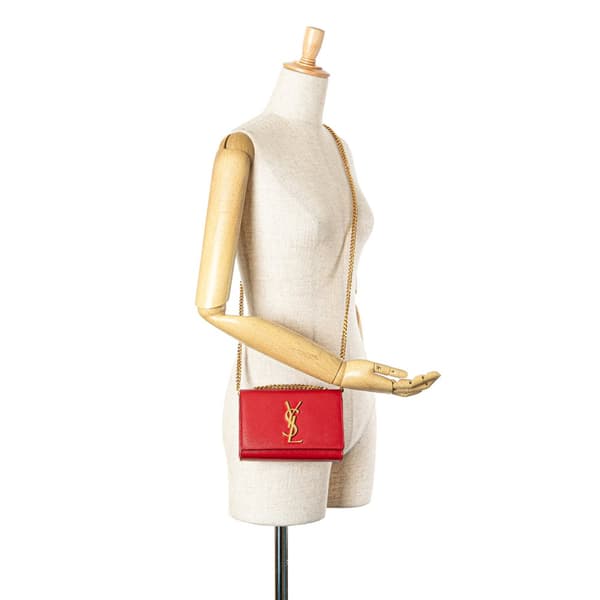 Pre-owned Saint Laurent Small Grain de Poudre Kate Crossbody Red