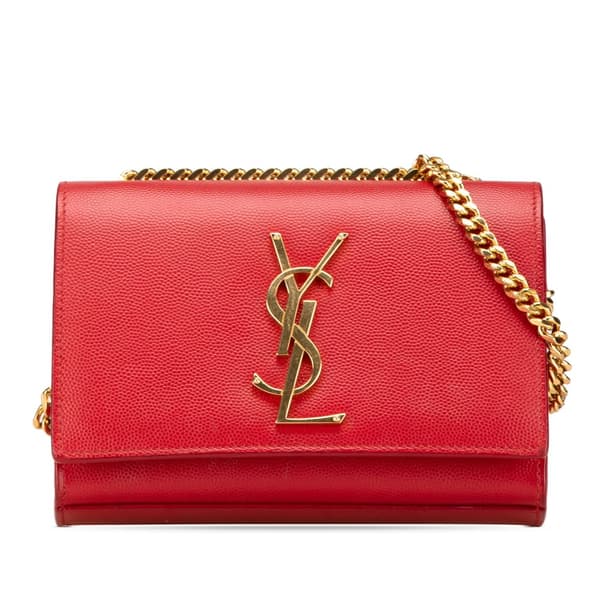 Pre-owned Saint Laurent Small Grain de Poudre Kate Crossbody Red