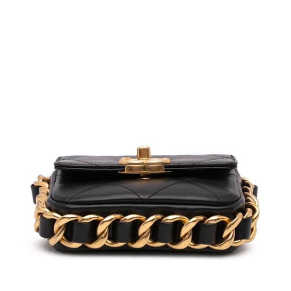Pre-owned Chanel Mini Quilted Calfskin Framing Chain Flap Black