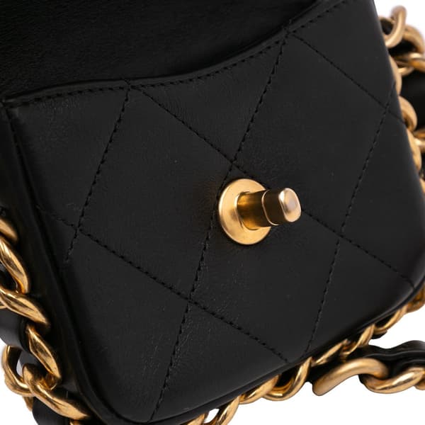 Pre-owned Chanel Mini Quilted Calfskin Framing Chain Flap Black
