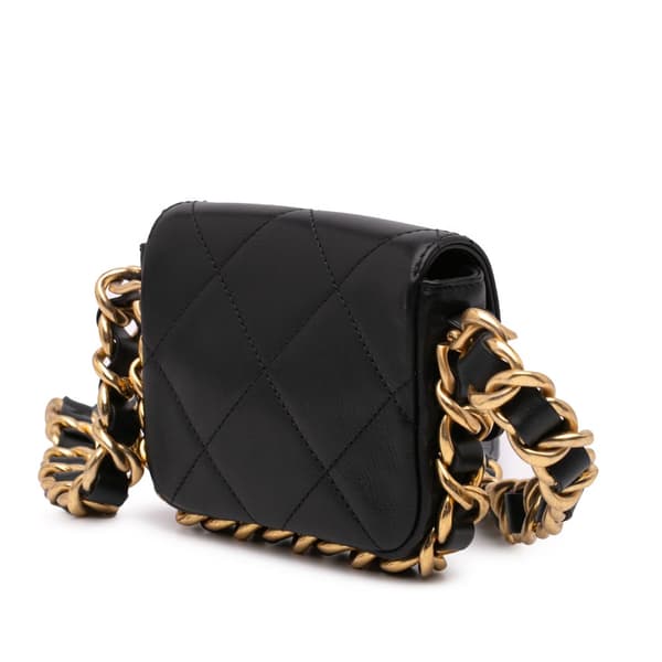 Pre-owned Chanel Mini Quilted Calfskin Framing Chain Flap Black