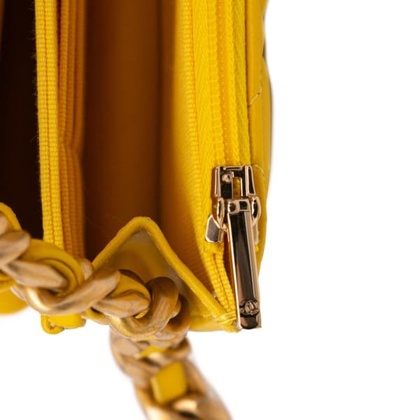 Pre-owned Chanel Quilted Lambskin Candy Chain Clutch with Chain Yellow