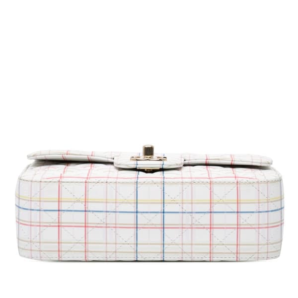 Pre-owned Chanel Mini Rectangular Classic Printed Calfskin Single Flap White