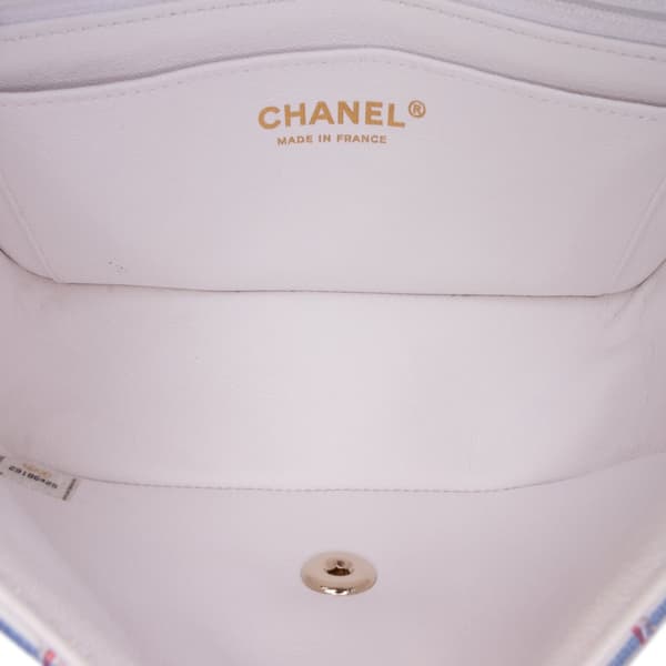 Pre-owned Chanel Mini Rectangular Classic Printed Calfskin Single Flap White