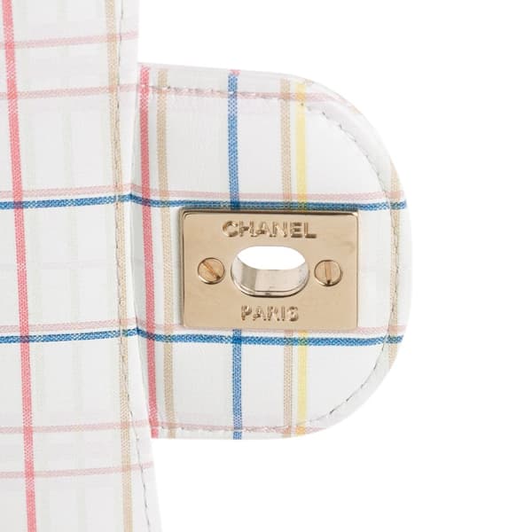 Pre-owned Chanel Mini Rectangular Classic Printed Calfskin Single Flap White