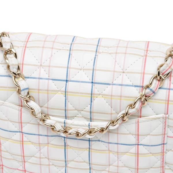 Pre-owned Chanel Mini Rectangular Classic Printed Calfskin Single Flap White
