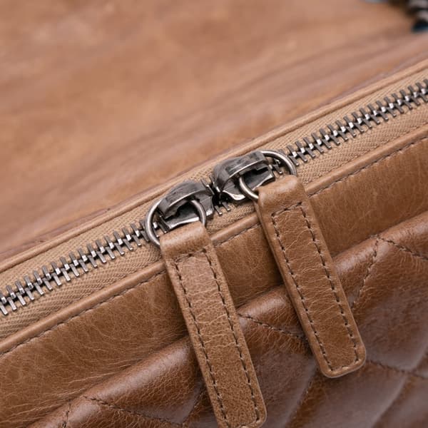 Pre-owned Chanel Medium Glazed Calfskin Duo Color Flap Brown