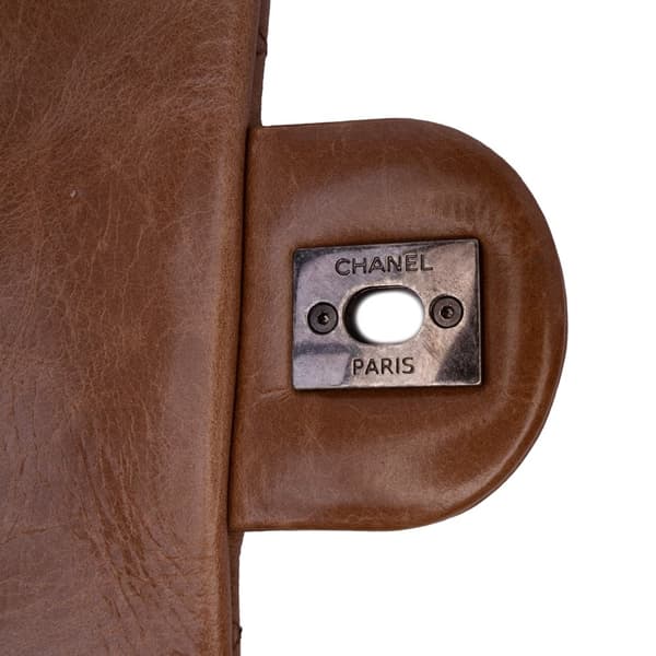 Pre-owned Chanel Medium Glazed Calfskin Duo Color Flap Brown