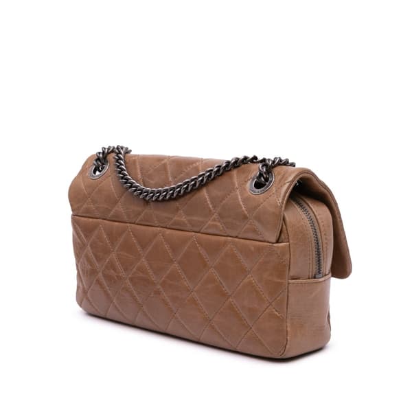 Pre-owned Chanel Medium Glazed Calfskin Duo Color Flap Brown