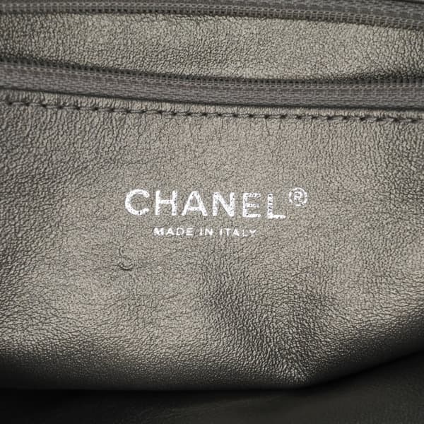 Pre-owned Chanel Mini Embellished Calfskin Chevron Square Envelop Flap Gray