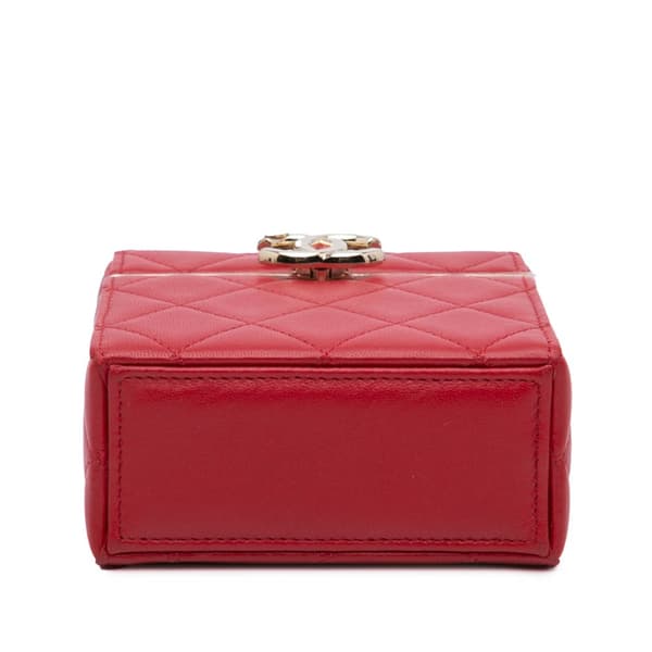 Pre-owned Chanel Small CC Lambskin Box Vanity with Chain Red