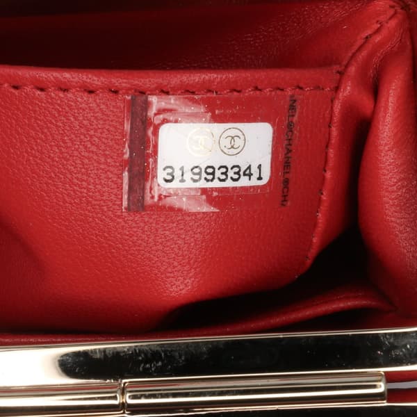 Pre-owned Chanel Small CC Lambskin Box Vanity with Chain Red