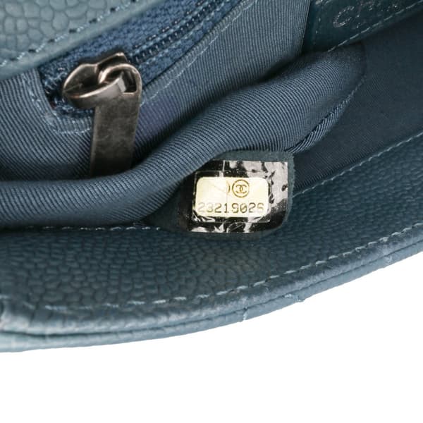Pre-owned Chanel Small Quilted Caviar Casual Pocket Flap Blue