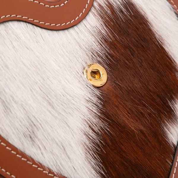 Pre-owned Celine Pony Hair Triomphe Heart Tambour Crossbody Brown