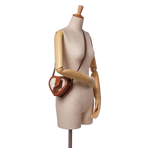 Pre-owned Celine Pony Hair Triomphe Heart Tambour Crossbody Brown