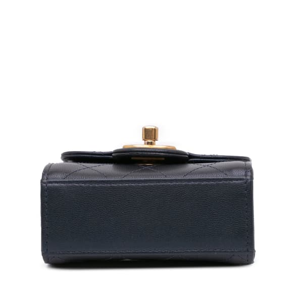 Pre-owned Chanel Mini Goatskin Chic Pearls Clutch On Chain Blue